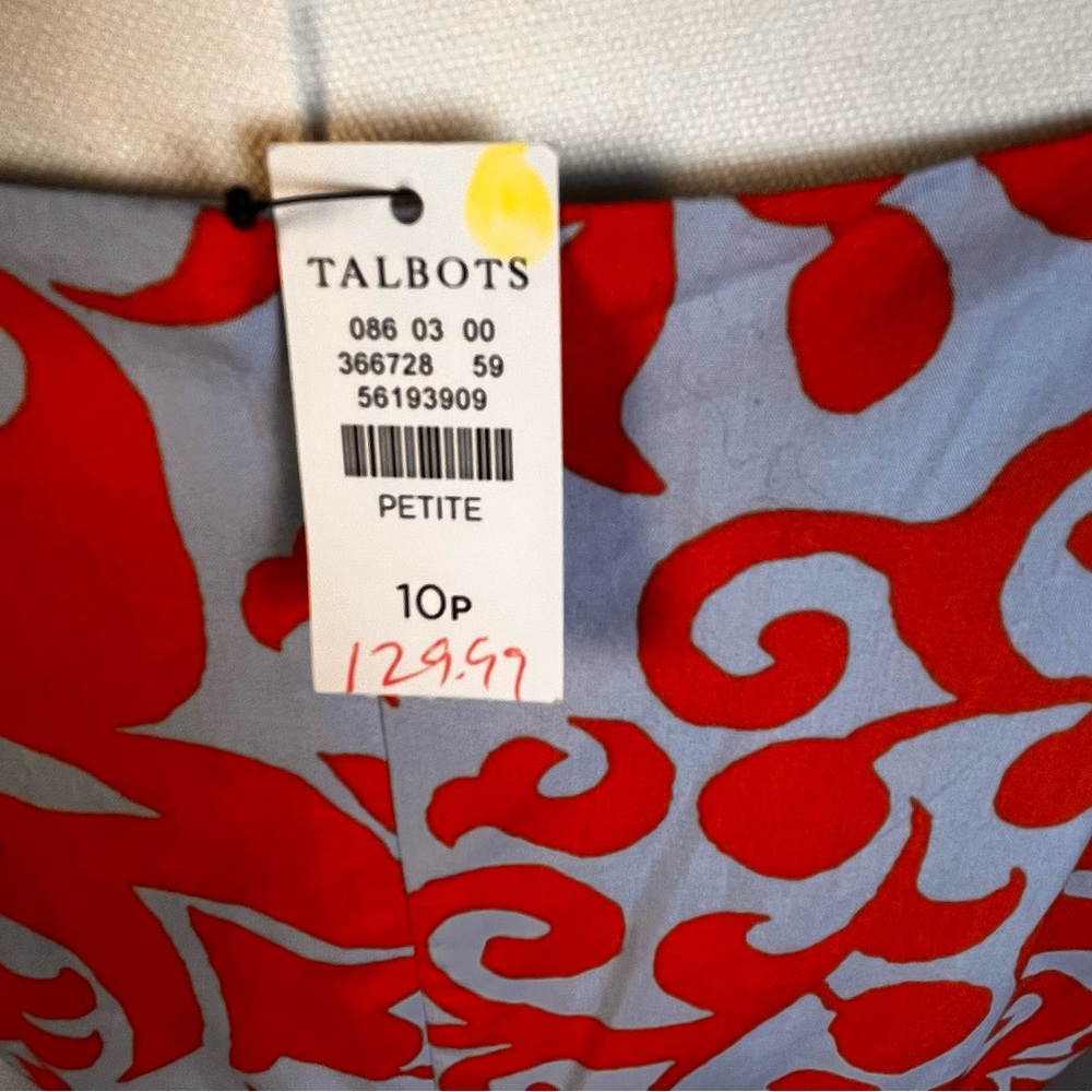 Talbots Summer Spring Orange and White Jacobean Puff Sleeve Midi Dress NWT - Picture 6 of 10